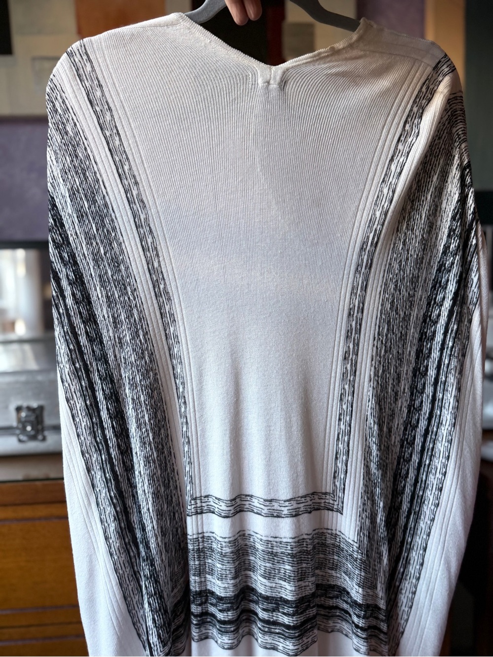 Splendid White Ribbed Knit Cardigan Sweater